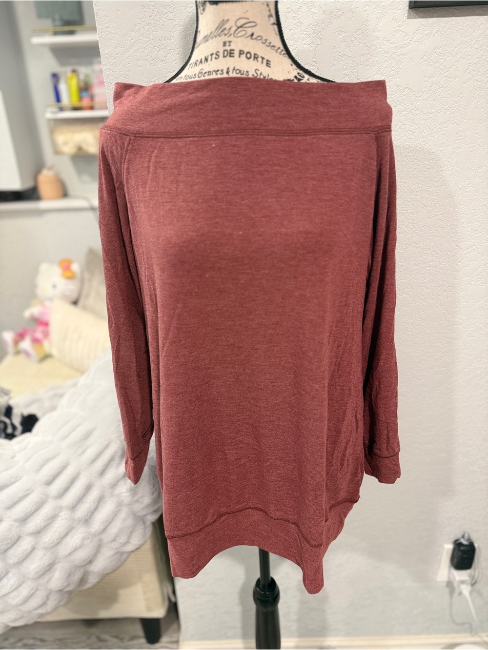 GINKANA Mauve Off The Shoulder Maternity Knit Top Long Sleeve Medium - Picture 2 of 5